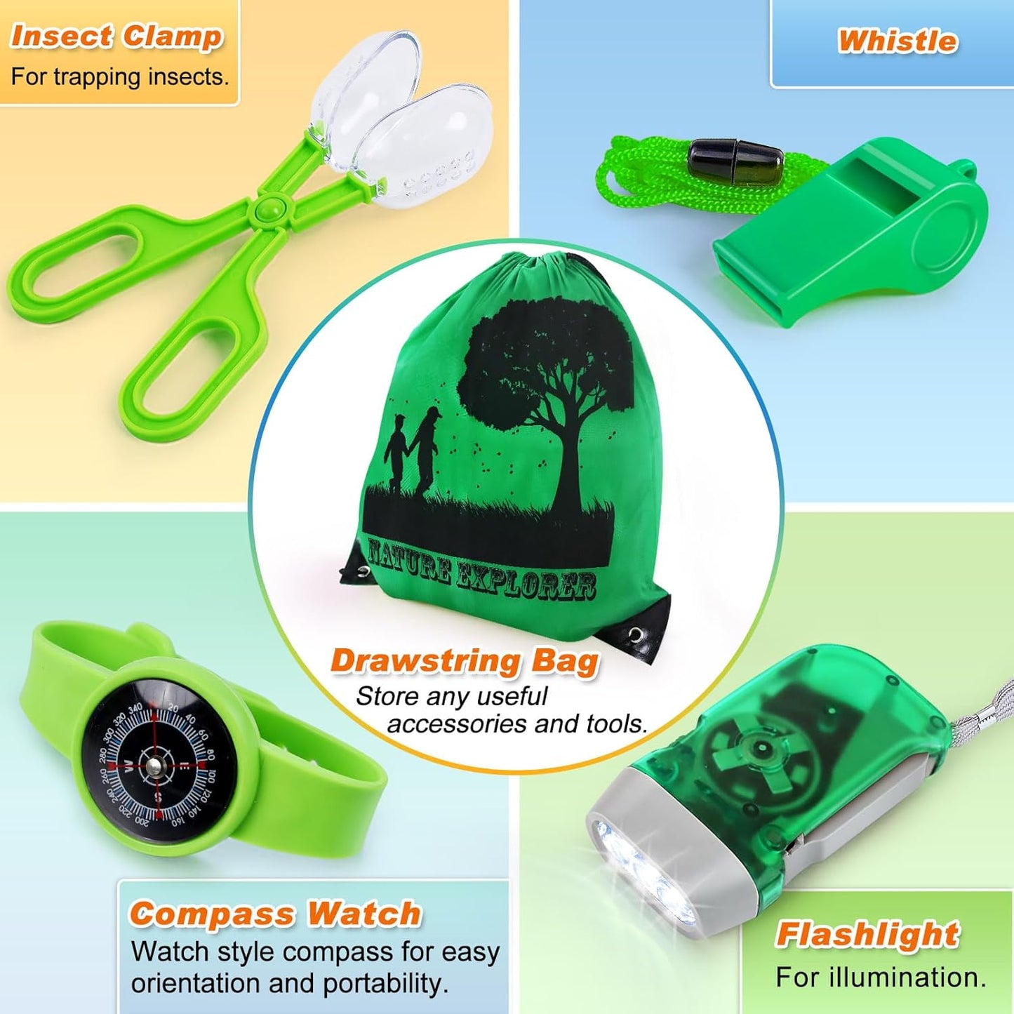 Bug Catcher Kit & Outdoor Explorer Kit for Kids, 10 Pcs Bug Catching Kit with Toy Cage, Backpack, Flashlight, Manifying Glass, Toy Net, Outdoor Exploration Toys Gift for Boys Girls 3-12