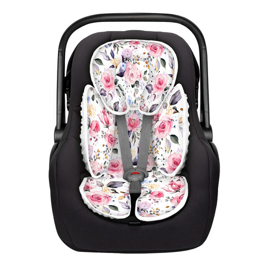 Infant Car Seat Insert, 2-in-1 Reversible Baby Carseat Head Support for Newborn, Soft Carseat Insert Cushion for Baby Girls, Adjustable Baby Headrest for Strollers