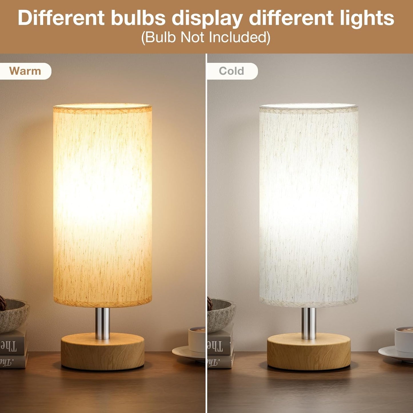 Small Table Lamp for Bedroom - Bedside & Desk Lamp, Minimalist Nightstand Light for Kids, Living & Office Room