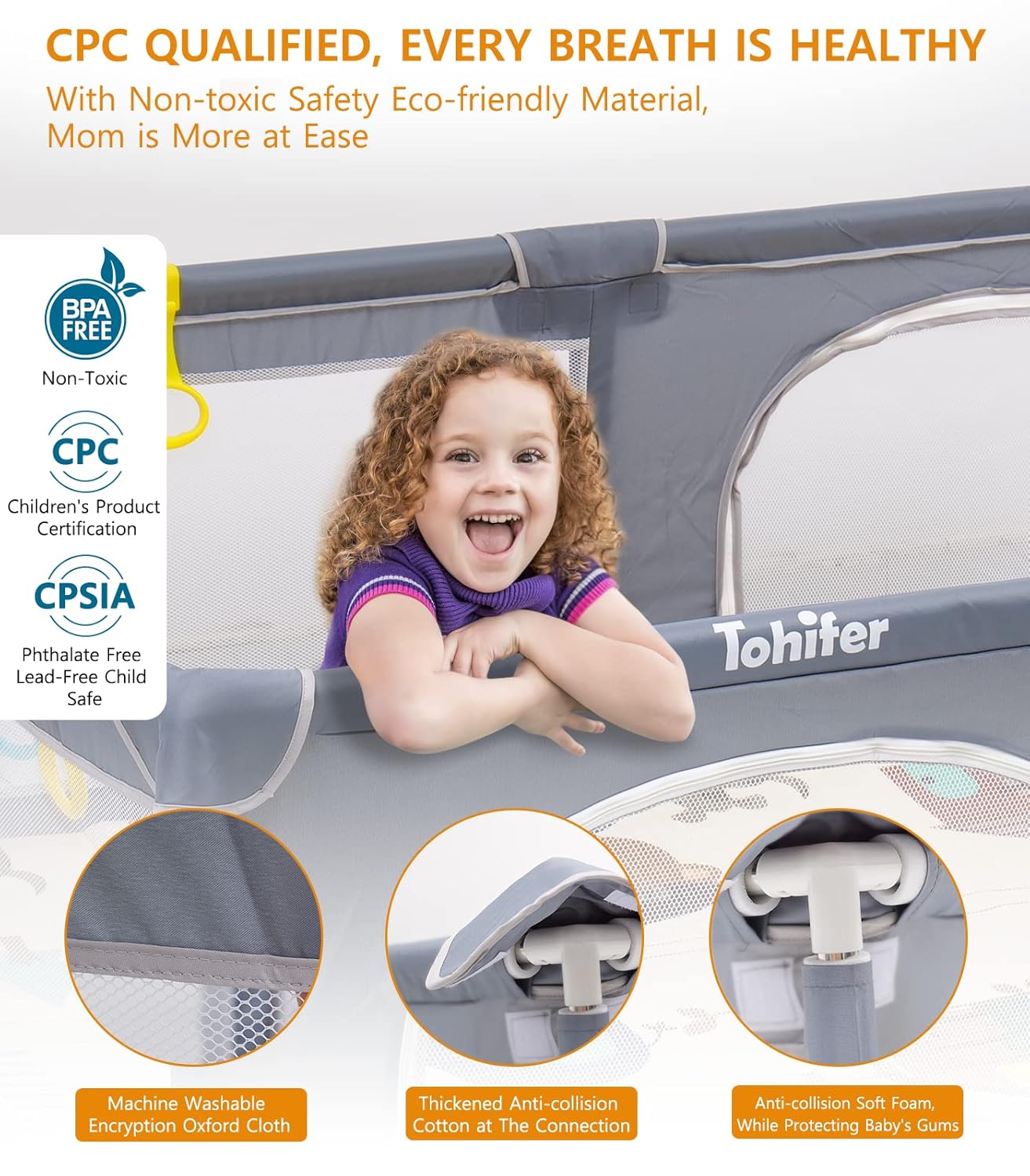 Baby Playpen with Mat, Large Baby Play Yard for Toddler, BPA-Free, Non-Toxic, Safe No Gaps Playards for Babies, Indoor & Outdoor Extra Large Kids Activity Center 79"x59"x26.5" with 0.4" Playmat