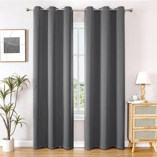 ChrisDowa Blackout Curtains 78 inches Long for Bedroom - 2 Panels Set Grommet Thermal Insulated Room Darkening Curtains for Living Room (Grey, 42 x 78 Inch)