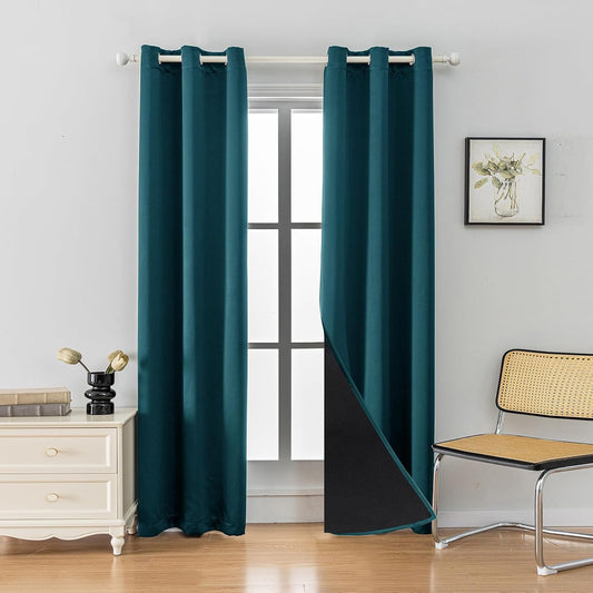 Anytime 100% Blackout Curtain Set, Thermal Insulated & Energy Efficiency Window Draperies for Guest Room, Full Shading Panels for Shift Worker and Light Sleepers（Greyish Blue, 2 Panels, 42W x 72L）