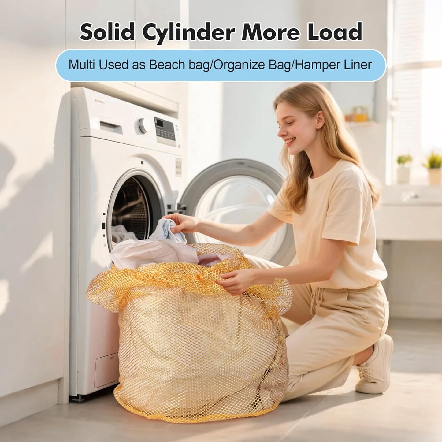 4Pcs Mesh Laundry Bags Washing Machine Mesh Wash Bags for Clothes,Underwear,Lingerie, Bed Linen with Drawstring Closure Sturdy(4 Size, Yellow)