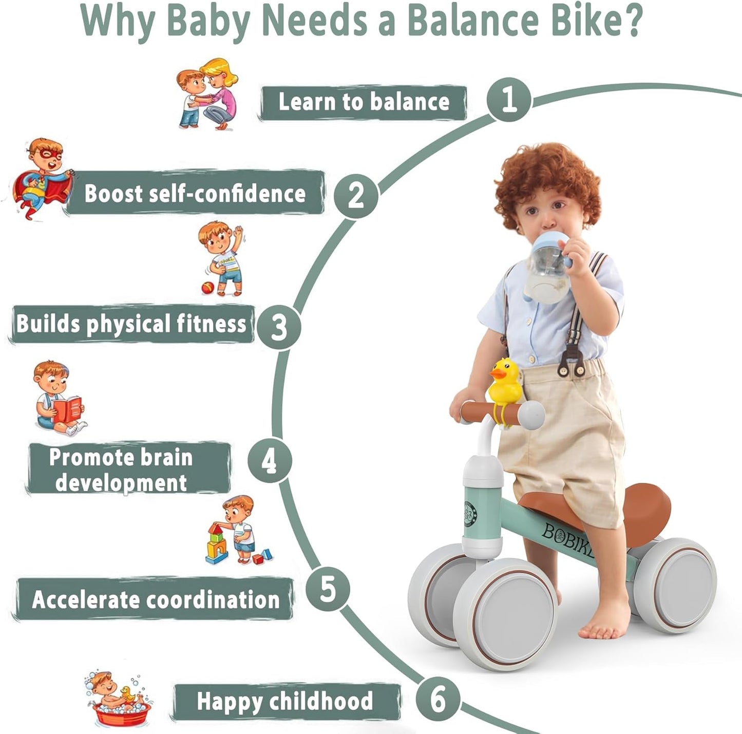 Baby Balance Bike Toys for 12-36 Months Kids Toy Boy and Girls Gifts Toddler Best First Birthday Gift Children Walker No Pedal Infant 4 Wheels Bicycle (Classic, Light Green)