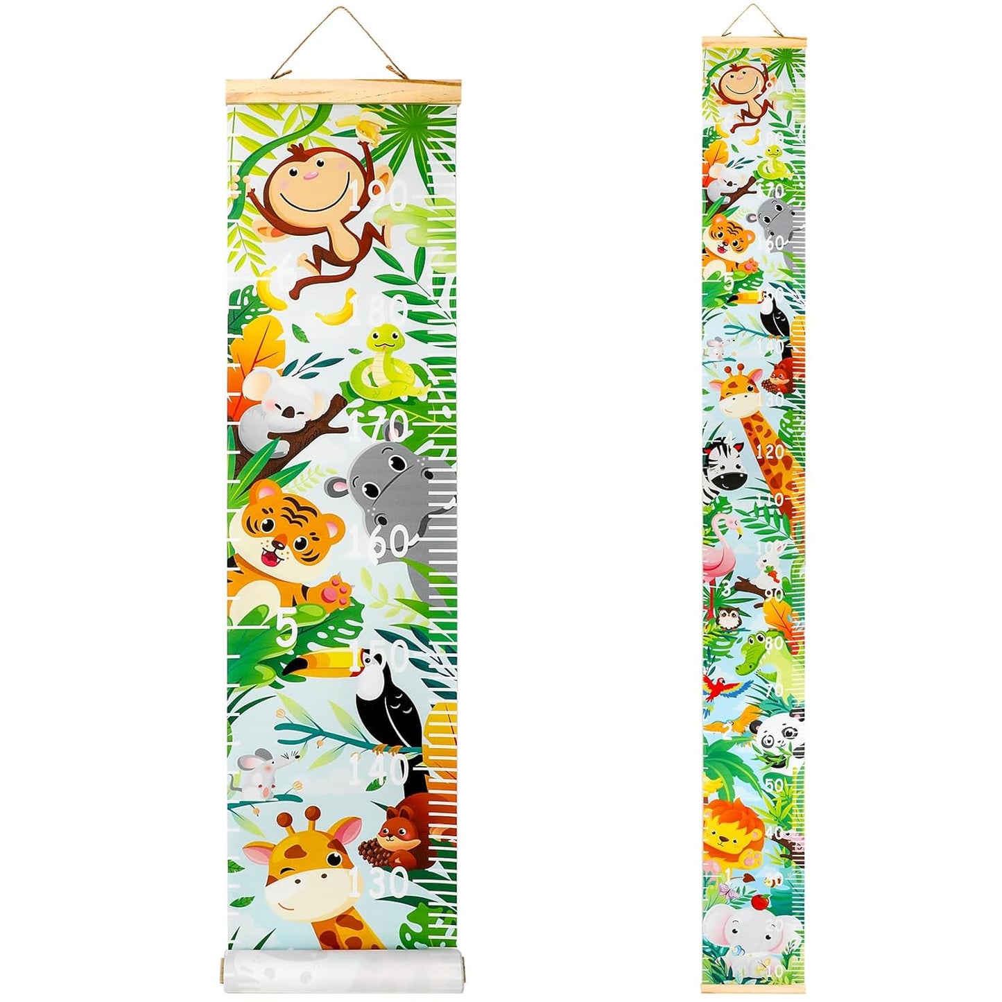 Kids Growth Chart Height Measuring Chart, Animal Jungle Canvas Wall Hanging Rulers for Baby Children Girls Bedroom Decor 74.8''* 7.87'' (Animal)