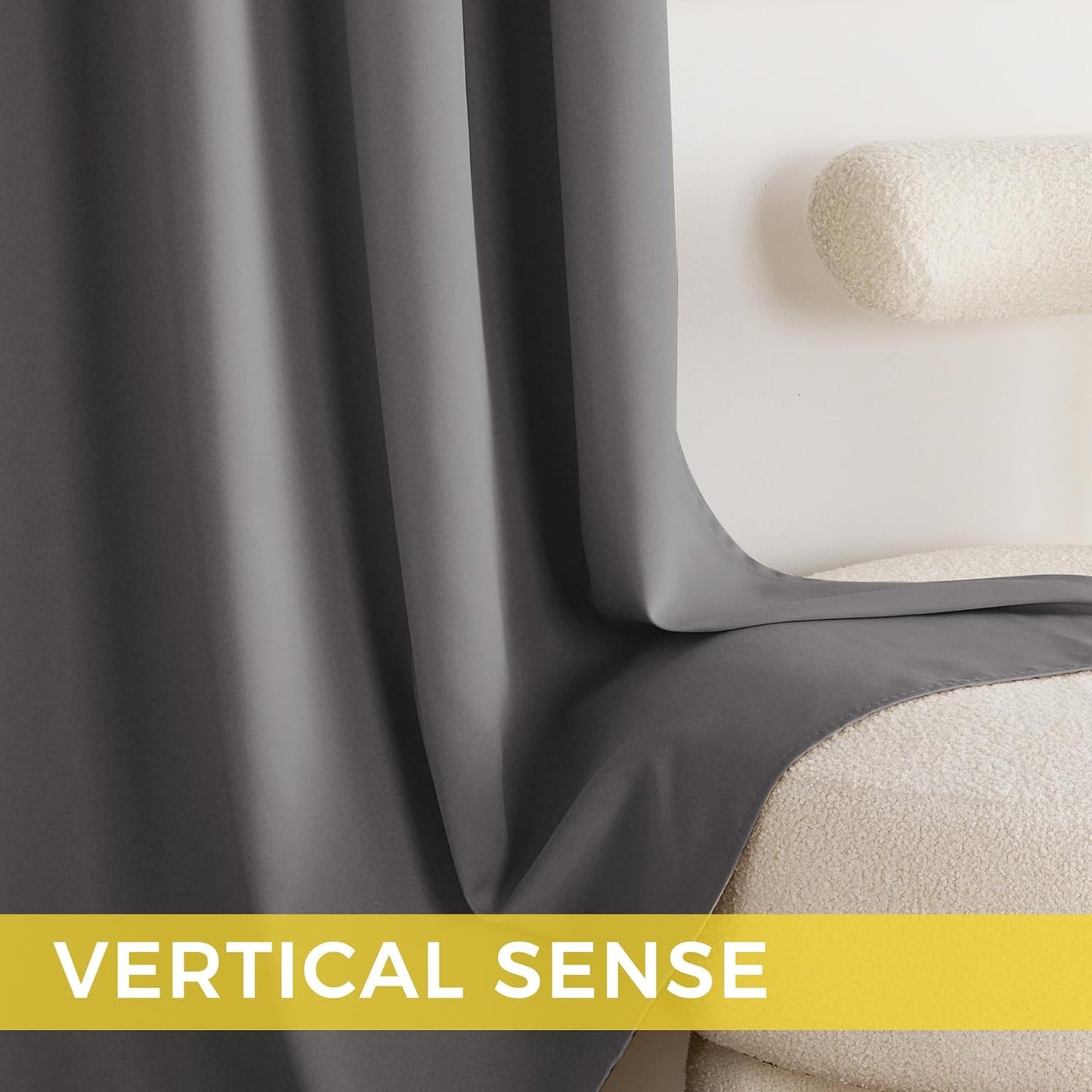 NICETOWN Blackout Curtains 96 inches Long for Living Room, Room Darkening Curtains Grey 2 Panels, 3 Pass Microfiber Noise Reducing Thermal Insulated Solid Ring Top Blackout Window Drapes