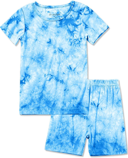 Jimonda Baby/Toddler Soft Sleepwear Short sleeve Kids Cool Pajama Outdoor 2-Piece Shirt&Shorts Casual sets Tie Dye PJ