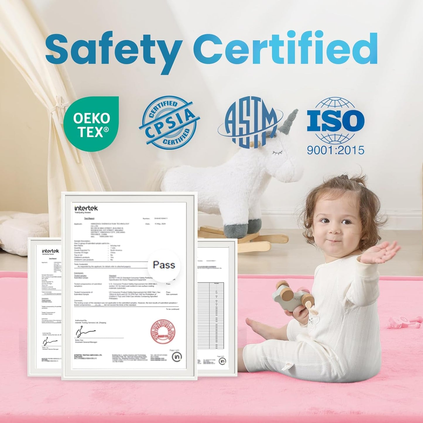 Ultra Soft Baby Play Mat,1.3" Thick Elasti-Foam Tummy Time Mat for Infants,Toddlers,Kids,Water-Repellent Coral Fleece Nursery Rug,Non-Slip Safe for Crawling&Hardwood Floors(Pink)