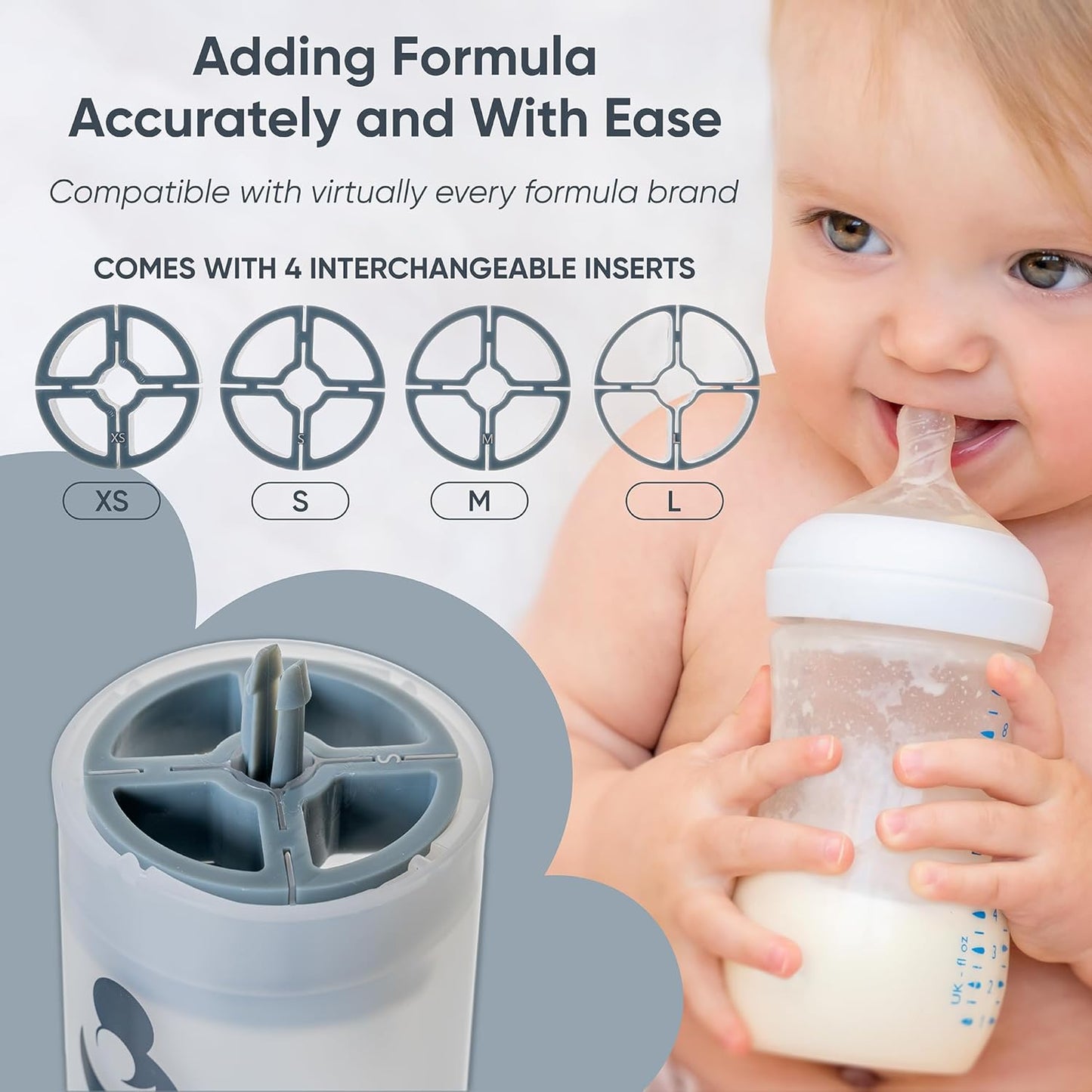 Formula Dispenser - Completely Replaces Hand Scooping - Fill The Desired Portion with just a Few clicks - Formula Container to go - 10ounces Baby Milk Powder Storage