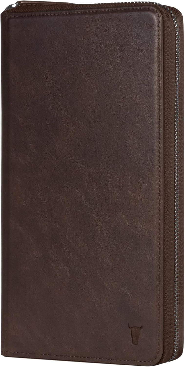 TORRO Premium Leather Family Travel Wallet, RFID Blocking Travel Organizer, Family Passport Holder for 4 Passports, Travel Documents and Cards (Dark Brown)