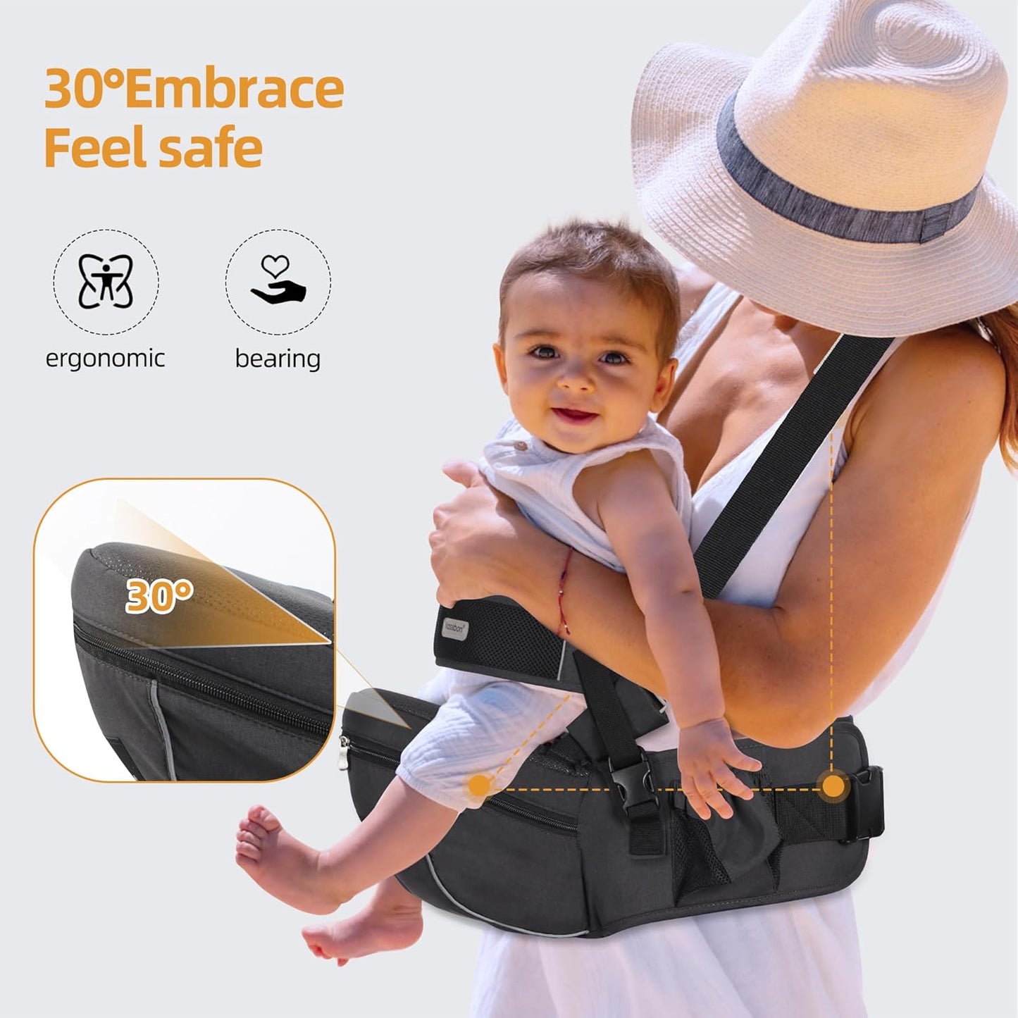 Baby Hip Seat Carrier, Ergonomic Waist Stool for Child Infant with Adjustable Strap Pocket Soft Base, Baby Hip Carrier for Newborns & Toddlers