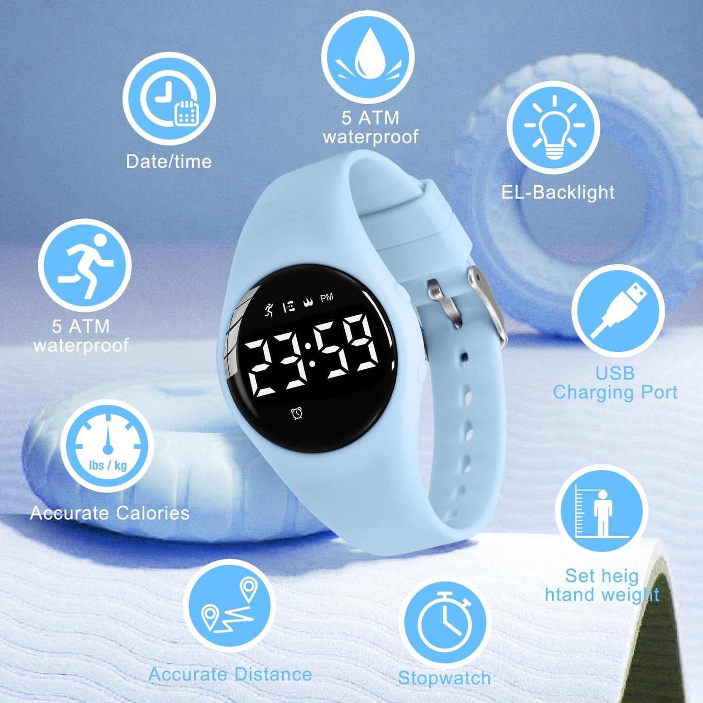 Kids Watches for Girls Boys Digital Sport Watch with Step Counter Pedometer Vibration Alarm Clock, No App Waterproof Fitness Tracker Kids Watch Boys Girls Teens Students Ages 5-16