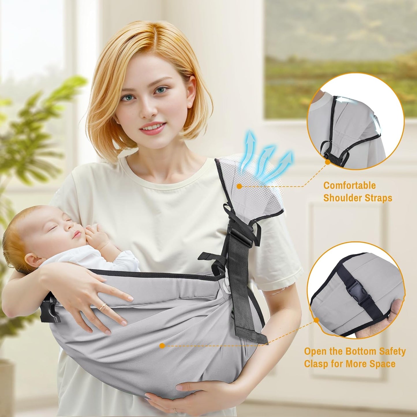 Baby Carrier Newborn to Toddler,Adjustable Baby Sling Carrier,Comfortable and Lightweight Toddler Carrier for 25-60 lbs,Ideal for Shopping Travelling