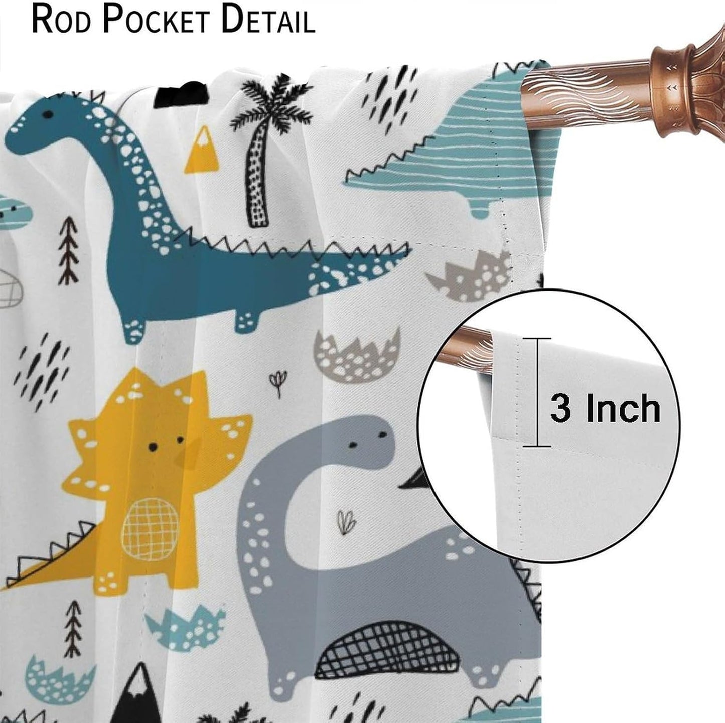 Kids Dinosaur Curtains for Boys Girls Bedroom Decor Cartoon Dino Colorful Cute Funny Wildlife Animal Printed Blackout Rod Pocket Window Drapes for Baby Nursery Playroom Living Room W42xL84in 2 Panels