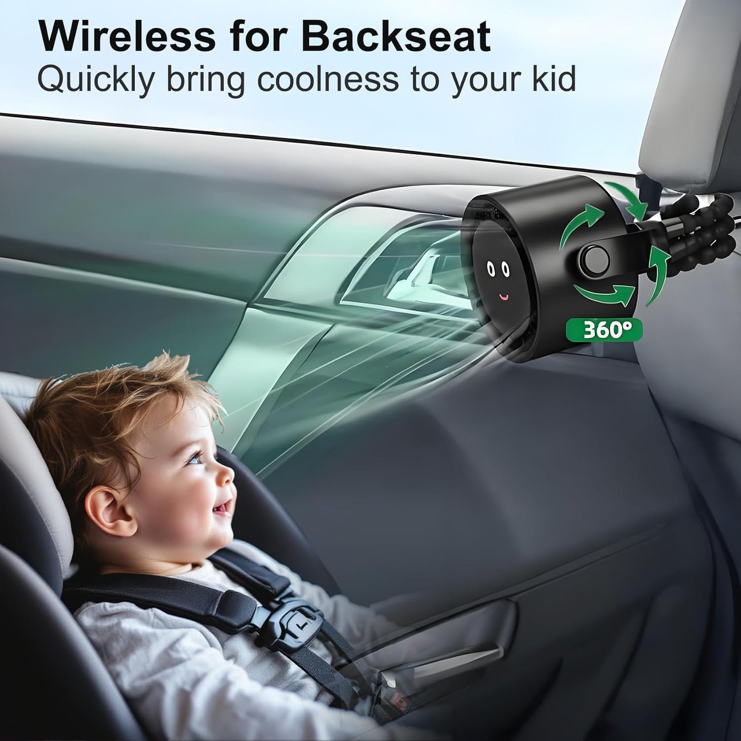 5000mAh Portable Stroller Fan with LCD Display, 5-Speed, Rechargeable Battery Operated, 360° Rotation, Tripod Clip, 17-Hour Battery Life for Carseat, Strollers, Cribs, Wheelchairs, Bedrooms & Travel