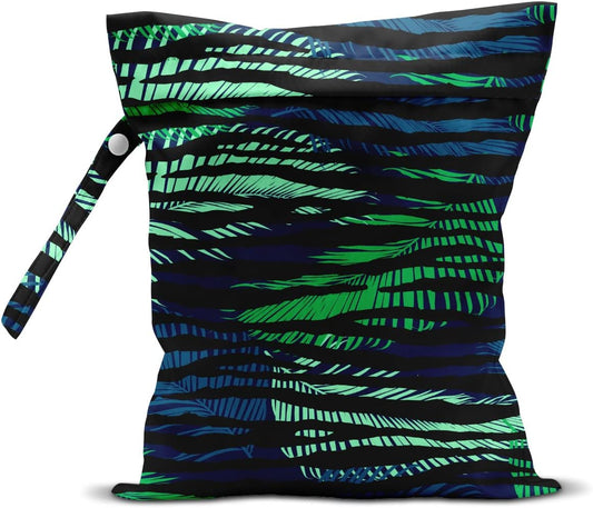 Wet Bag, Wet Dry Bag, Wet Bag for Swimsuit, Travel, Beach, Pool, Diapers, Dirty Yoga Gym Clothes, Makeup Bag, Waterproof Tropical Palm Leaves Decor Jungle Palm Leaf Favors