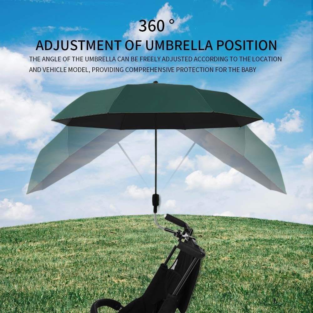 Clip-on Umbrella for Stroller Sunshade, Adjustable Steering Angle, Handle Included, Compact and Lightweight, Suitable for All Kinds of Strollers