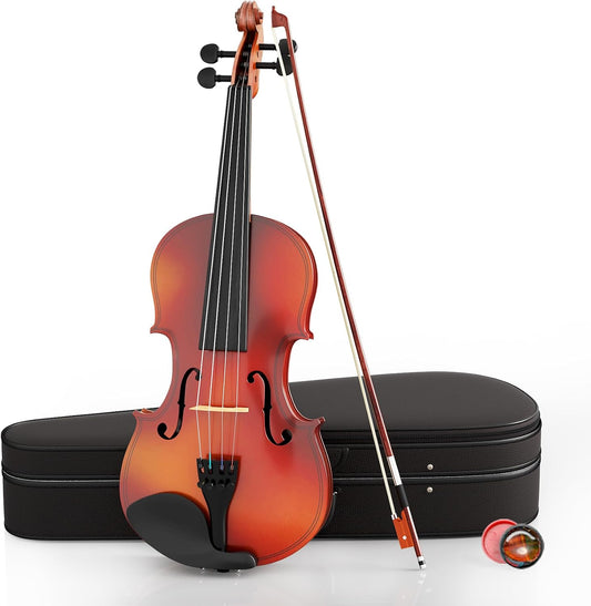 1/2 Violin Kit, Beginner Violin for Kids, Students, Complete Kids Violins Set with Case, Bow, Rosin, Ideal for Kids Violins Beginner Ages 5-9, Brown