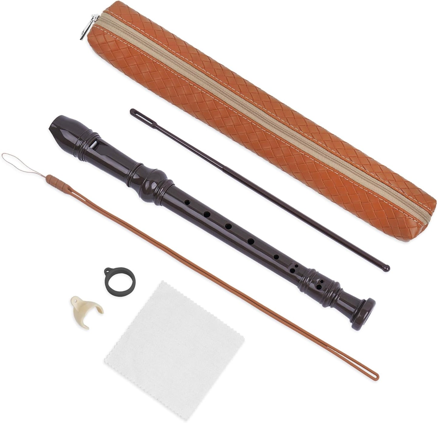 Recorder Instrument for Beginner Adults,8-Hole Soprano Descant Recorder Music Flute with Cleaning Rod & Case Bag For Home Entertainment(6-Woven Brown)