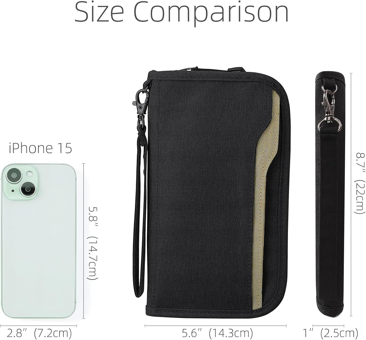 ZOPPEN Passport Holder Family RFID Passport Wallet, Passport Holder Women/Men, Travel Wallet Documents Organizer Zipper Case with Removable Wristlet Strap, Travel Essentials for Flying