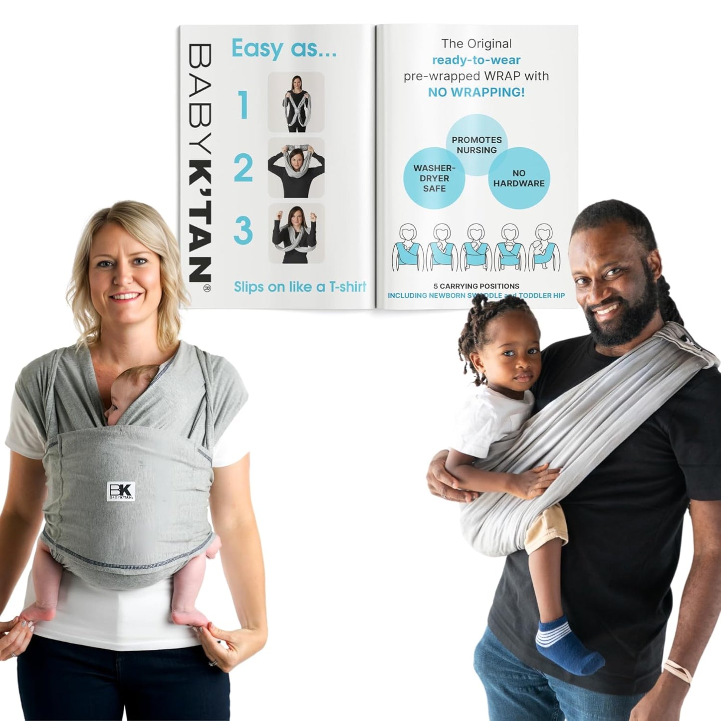 Original Baby K'tan Baby Carrier: #1 Easy Pre-Wrapped, Soft, Slip-On, No Rings, No Buckles | 5 in 1 Baby Sling Gift | The Best Hands Free Infant Wrap For Newborn to Toddler up to 35lb (See Size Chart)
