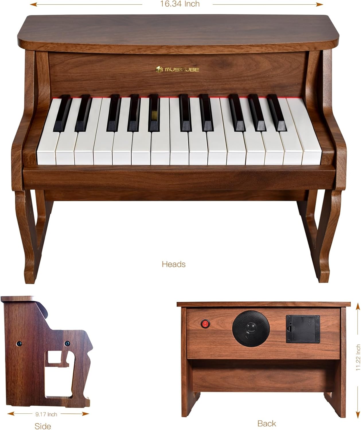 MUSICUBE Piano for Kids 25 Keys Classic Digital Wood Piano Educational Musical Toys for Boys Girls Aged 3+