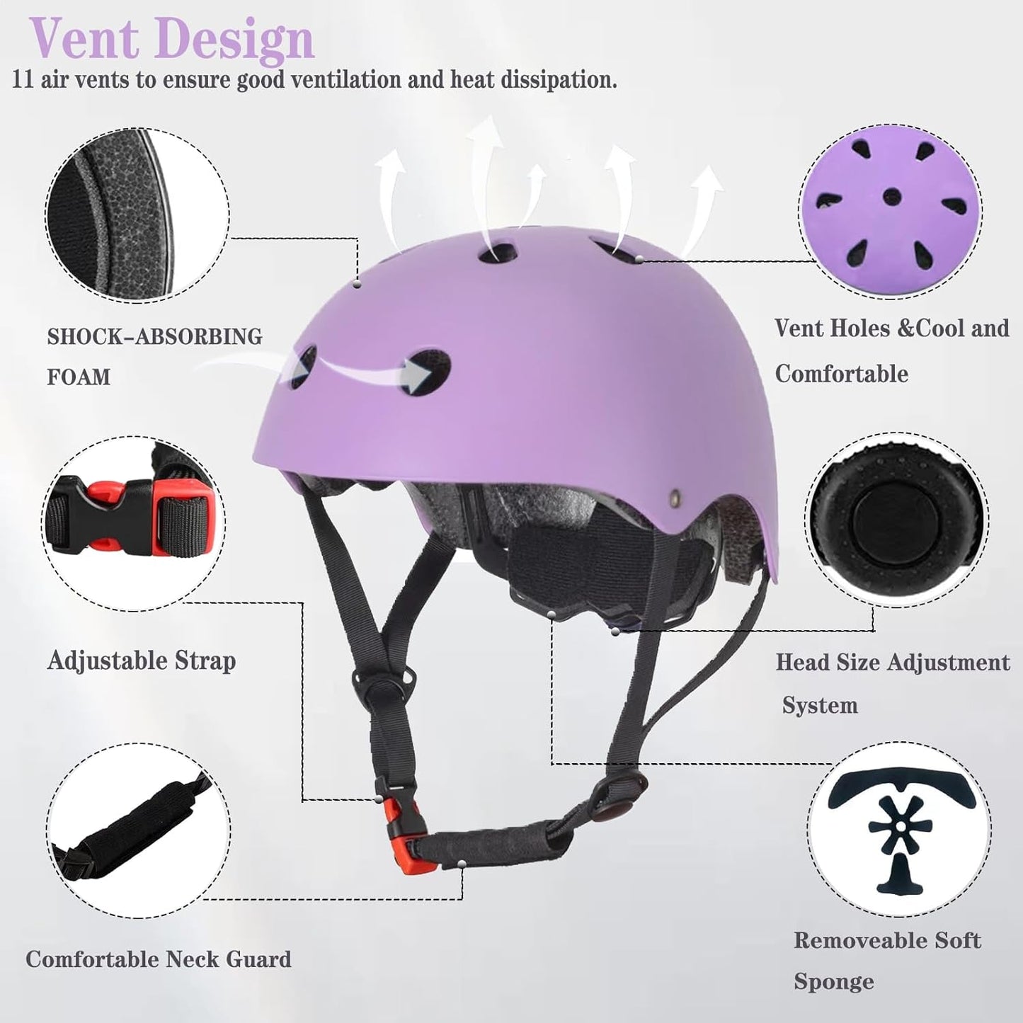 Kids Helmet,Toddler Skateboard Helmets for Ages 2-3-5-8-14 Years Boys Girls with Knee and Elbow Pads Wrist Guards fit Roller Skates,Skateboarding,Skating Scooter Adjustable Kids Helmet