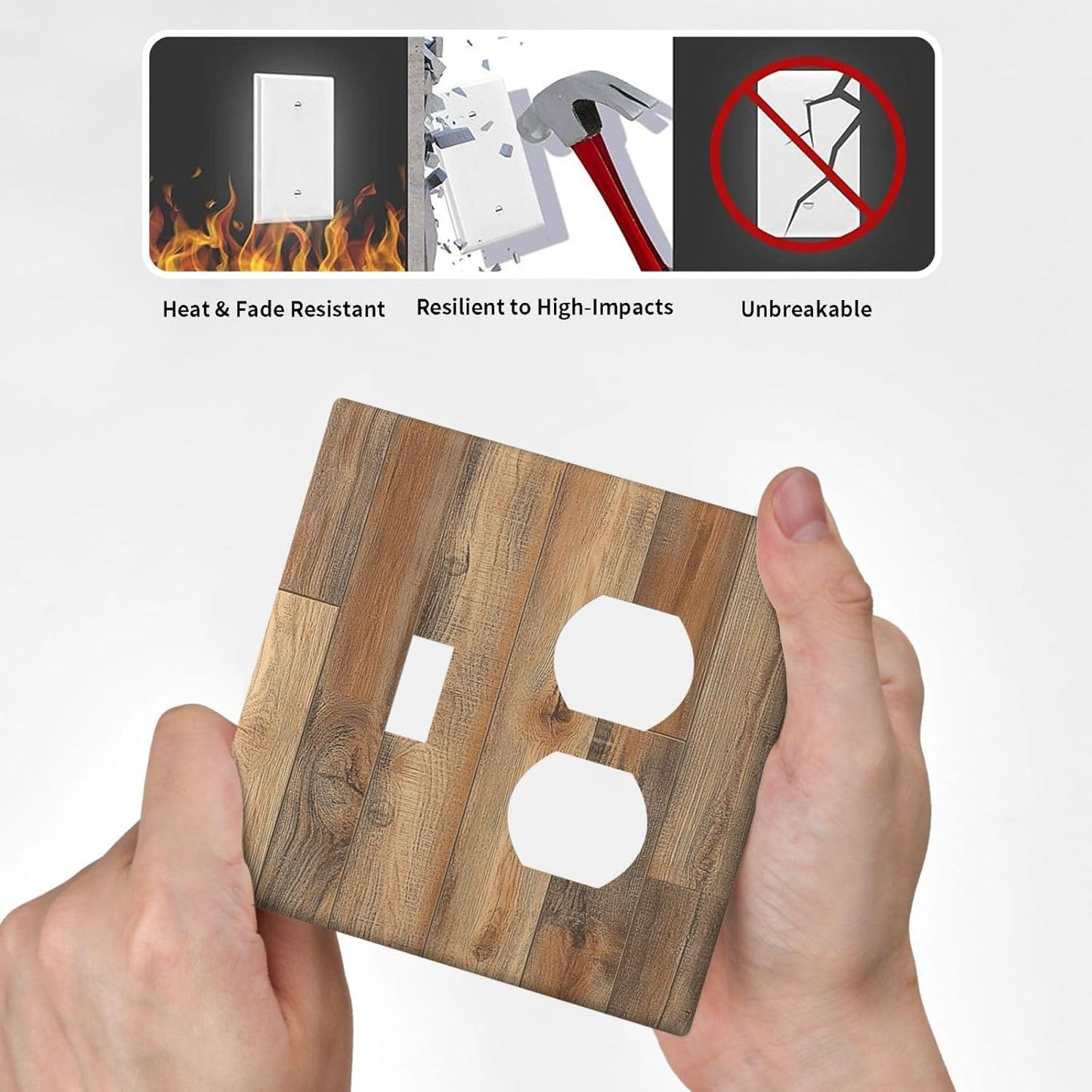 Wallplates Retro Rustic Brown Wood Grain 1 Toggle 1 Duplex Switch Plate Electrical Gfci Faceplate Decorative Light Switch Covers For Farmhouse Cabin Decor