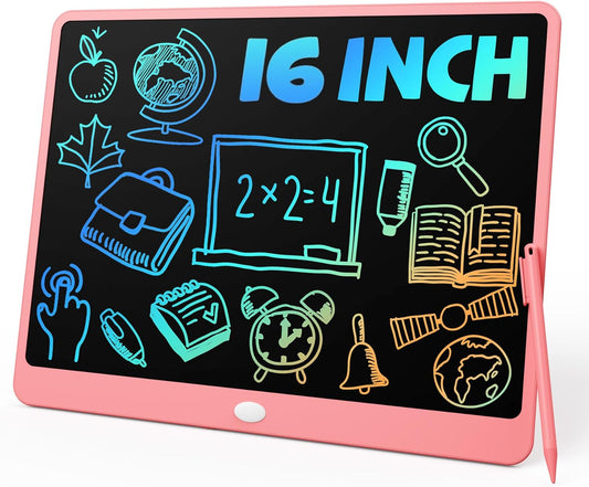 TEKFUN Easter Gifts for Kids, 16inch LCD Writing Tablet Drawing Board, Teen Girl Boy Gifts Age 10 and Up, Birthday Gifts for All Age Groups, Erasable Writing Tablet for Business Meeting (Pink)