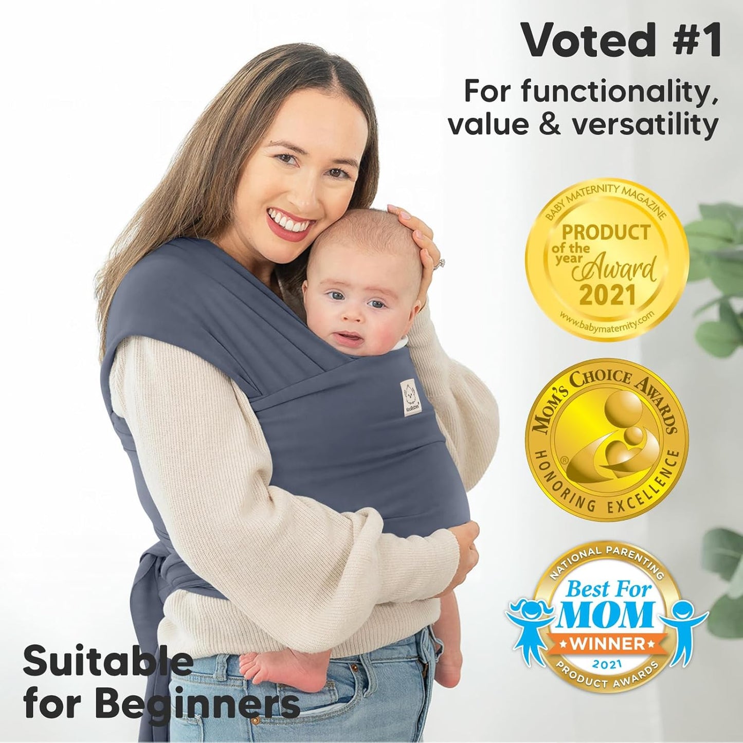 KeaBabies Baby Wrap Carrier - All in 1 Original Baby Carrier Newborn to Toddler Sling, Easy to Wear, Hands Free Bonding, Lightweight, Breathable Infant Wraps (Raven)