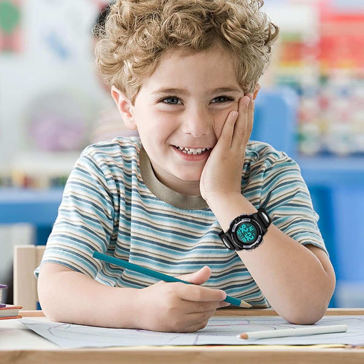 Kids Watch,Boys Watch for 3-15 Year Old Boys,Digital Sport Outdoor Multifunctional Chronograph LED 50 M Waterproof Alarm Calendar Analog Watch for Children with Silicone Band,Kids Gift