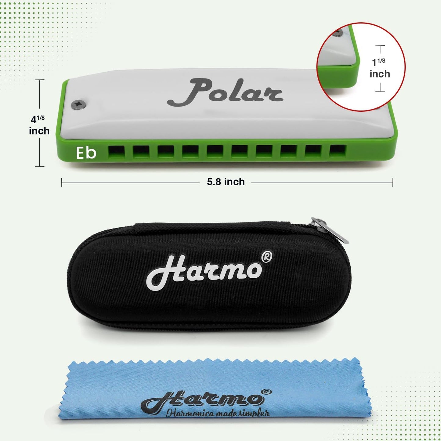 Polar Diatonic Melody Tuned Harmo Harmonica Key of Eb - Specially Tuned for Easy Melodies in Cross Harp, 2 Octaves Without Bends, Loud & Responsive with Smooth Edges - USA-Checked
