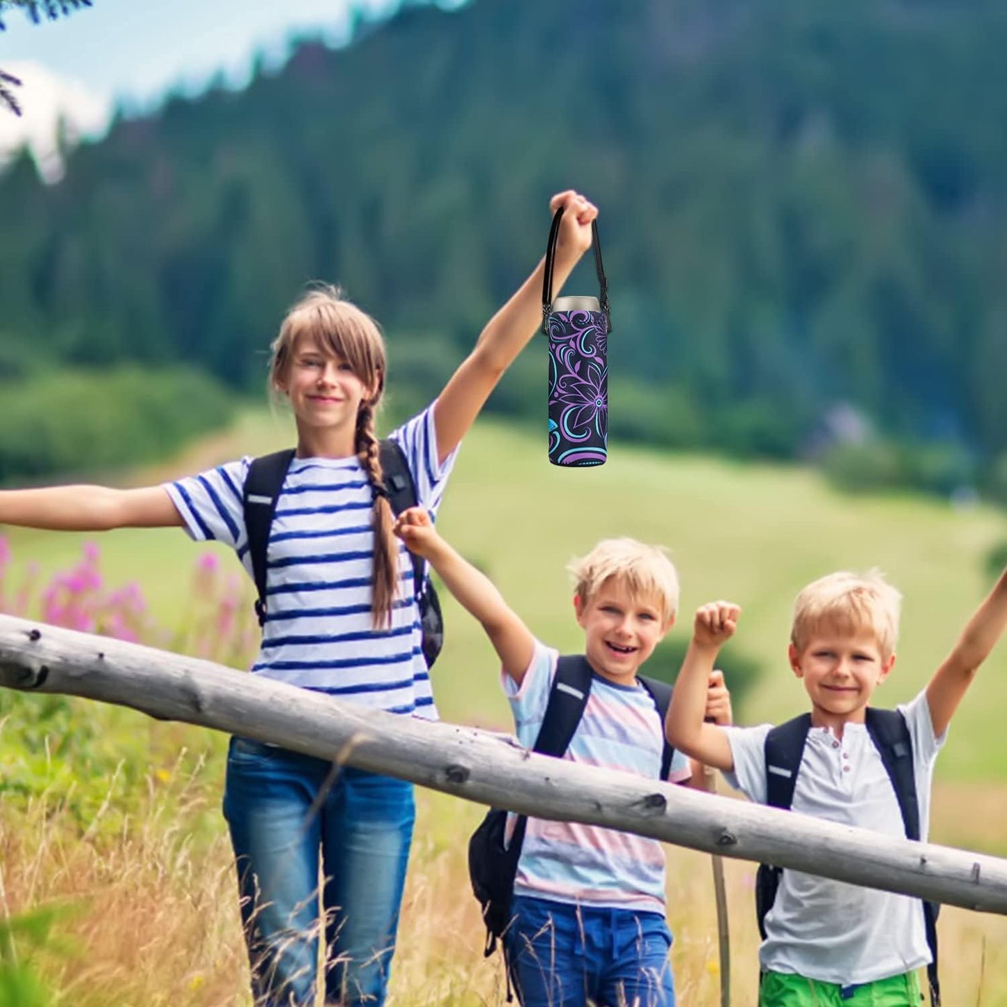 AUPET Water Bottle Bag Carrier,24oz/32oz Insulated Neoprene bottle Sling Holder Case Pouch Cover for 1000ML/750ML Bottles with Shoulder Strap for walking