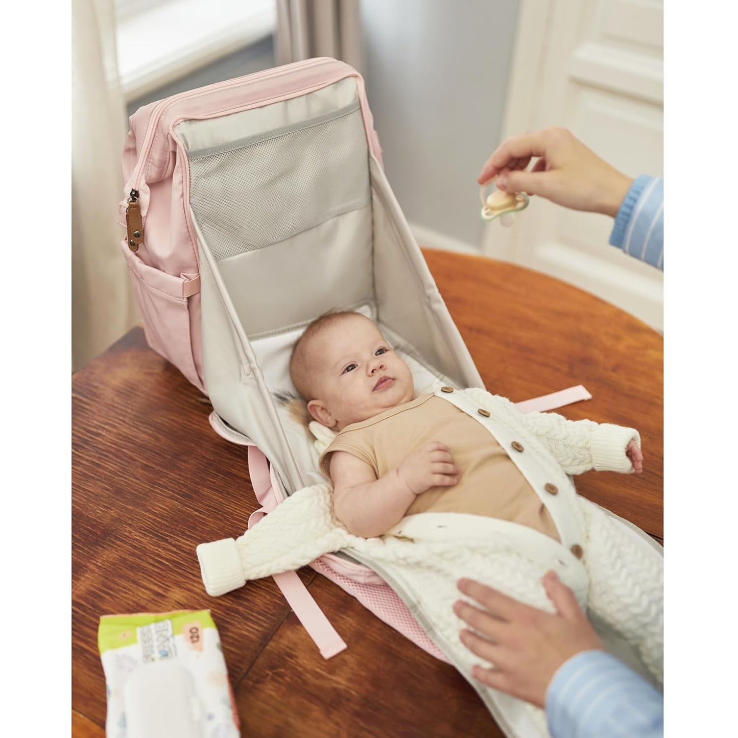 Diaper Bag Backpack, Multifunction Diaper Bag with Changing Pad, Baby Diaper Bags for Boys Girls, Stylish Large Capacity Travel Backpack for Moms Dads, Baby Shower Gifts,Unisex – Pink