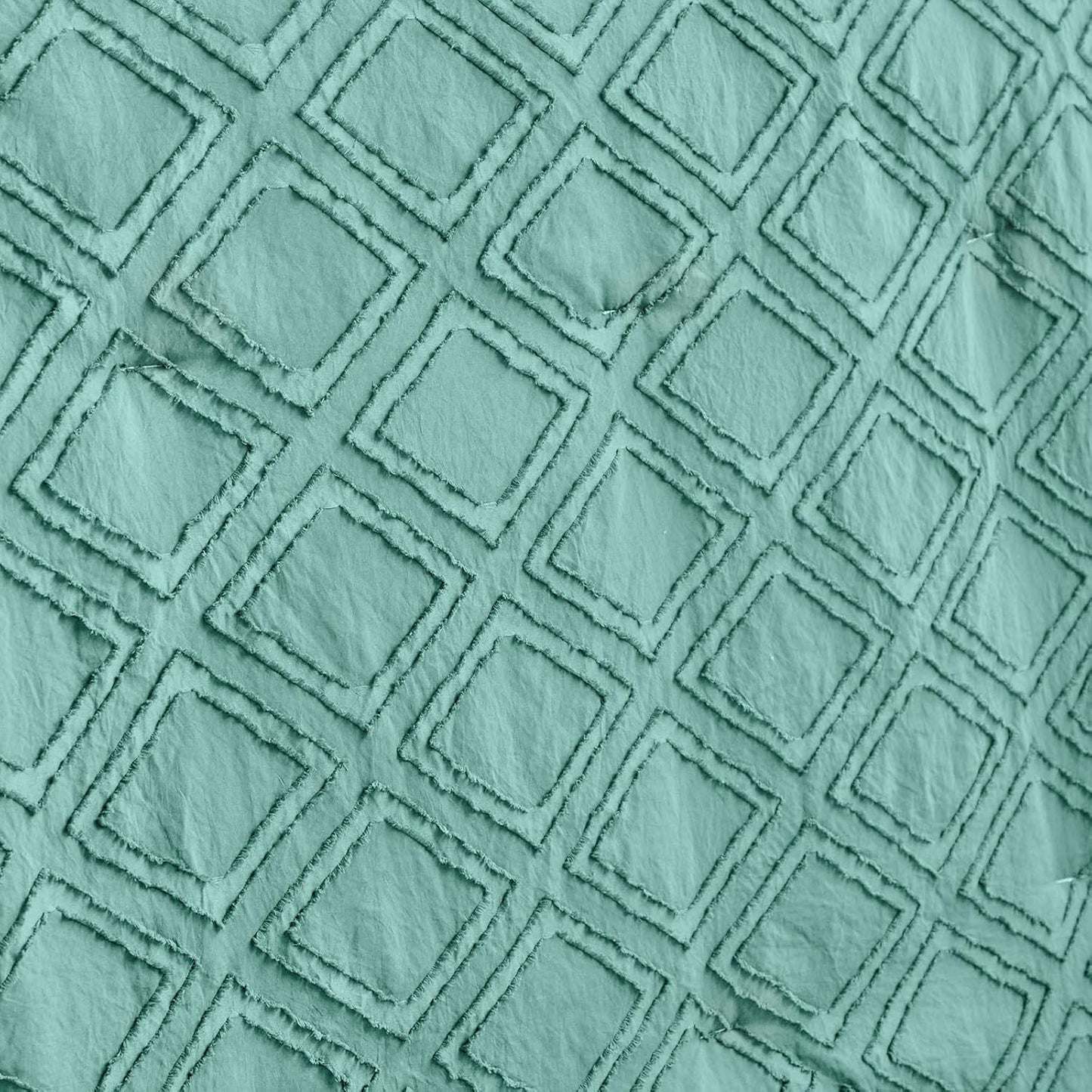 Tufted Ruffle Crib Bedding Set 3 Pieces Baby Girls Boys Boho Quilted Comforter with Fitted Sheet and Bed Skirt - Cute Ruffled Shabby Chic Baby Bedding Soft Blanket Design Teal Blue