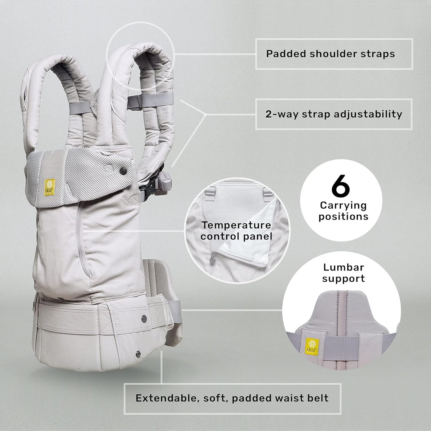 LÍLLÉbaby Complete All Seasons Ergonomic 6-in-1 Baby Carrier Infant to Toddler with Lumbar Support (7-45 Pounds), 360 Degree Baby Wearing & Multi-Position, Inward & Outward Facing (Stone)