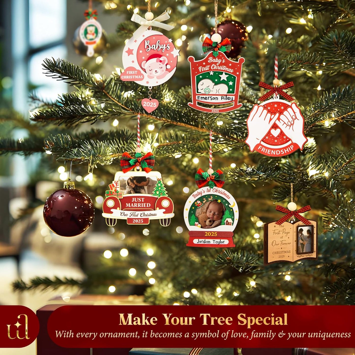 Our First Christmas Married Ornament 2025- Just Married Ornaments 2025, Wedding Ornament 2025, Unique Wedding Gifts for Couples 2025, 1st Newlywed Christmas Ornaments 2025