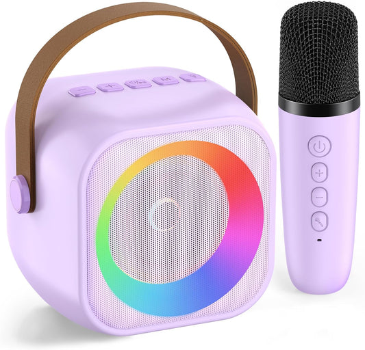 Karaoke Machine for Kids Toys for 4-12+ Year Old, Mini Portable Bluetooth Speaker with 2 Wireless Microphones, Birthday Party for Girls Boys