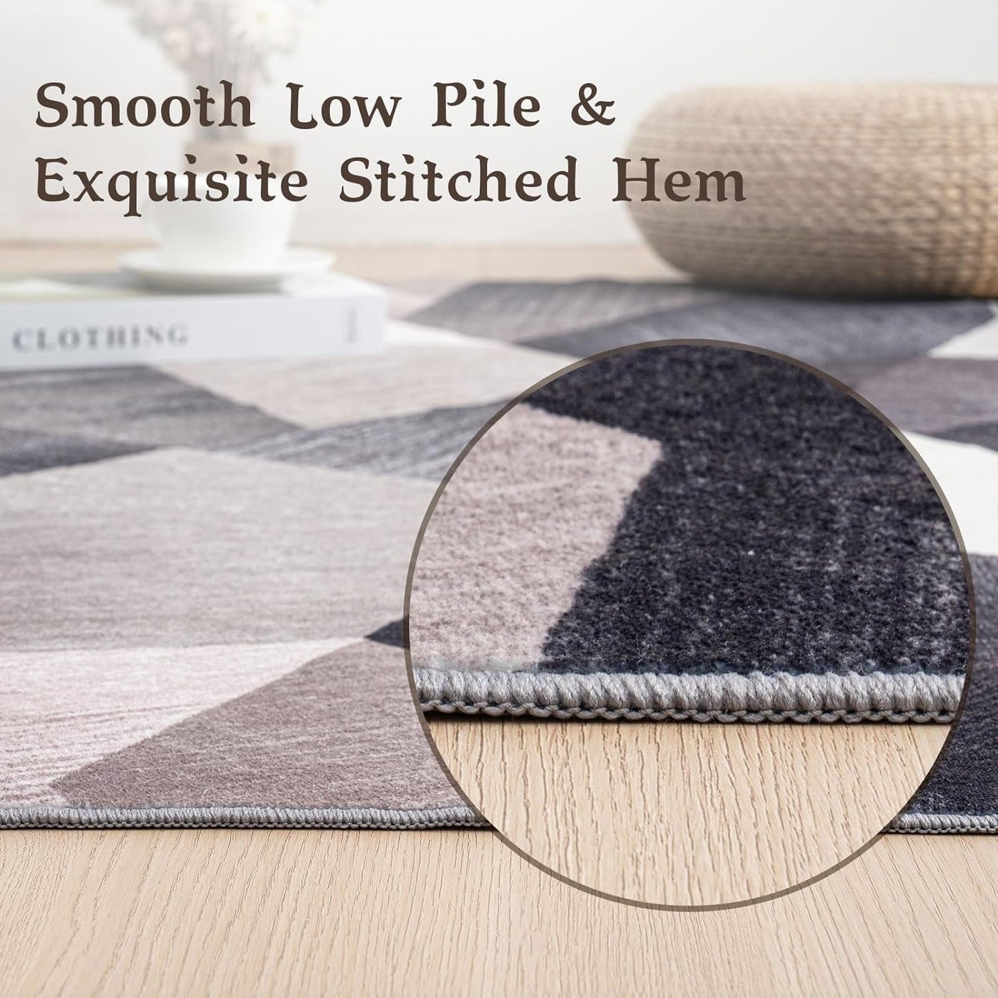 HOMFINE Washable Modern Area Rug - Geometric Style 10x14 Rugs for Living Room, Bedroom, Machine Washable Rug Soft Non Slip Non Shedding Area Rug - Green, 10'x14'