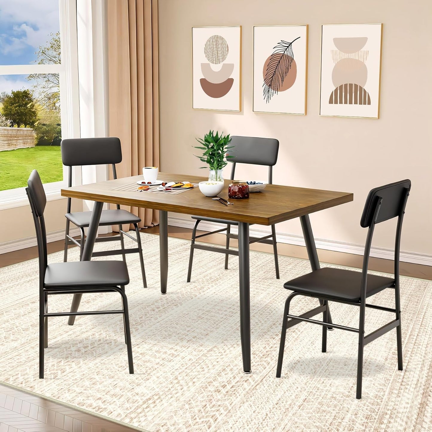 Moroccan Large Area Rug 5x7 - Soft Machine Washable Geometric Boho Distressed Farmhouse Rug Morden Stain Resistant Indoor Floor Carpet for Bedroom Dining Table Nursery Home Office(5'x7',Ivory Beige)