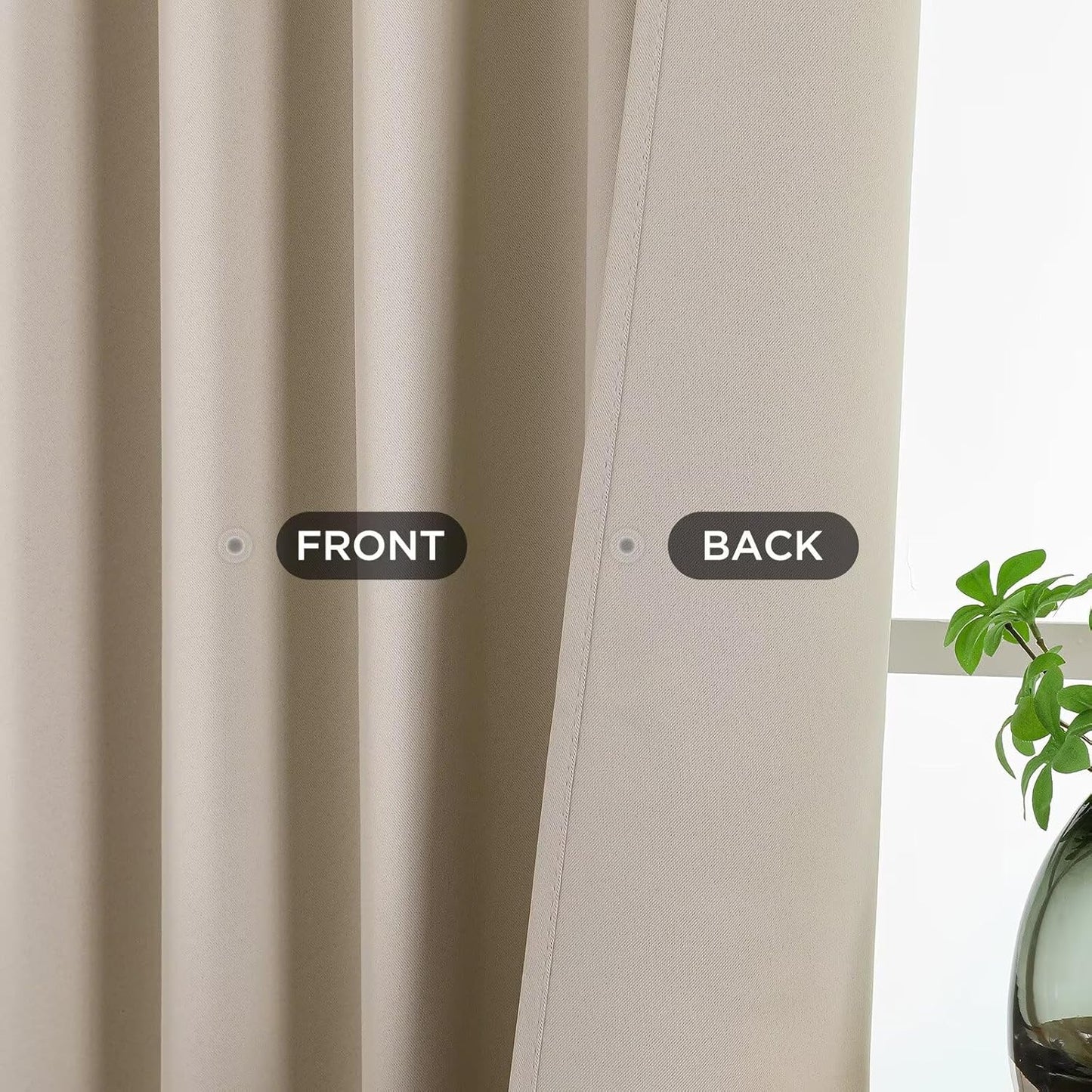 Joydeco Blackout Curtains 96 Inches Long, Thermal Insulated Black Out Curtains 2 Panels Set for Bedroom, Room Darkening Drapes for Living Room Window (W52 x L96 Inch, Light Beige)