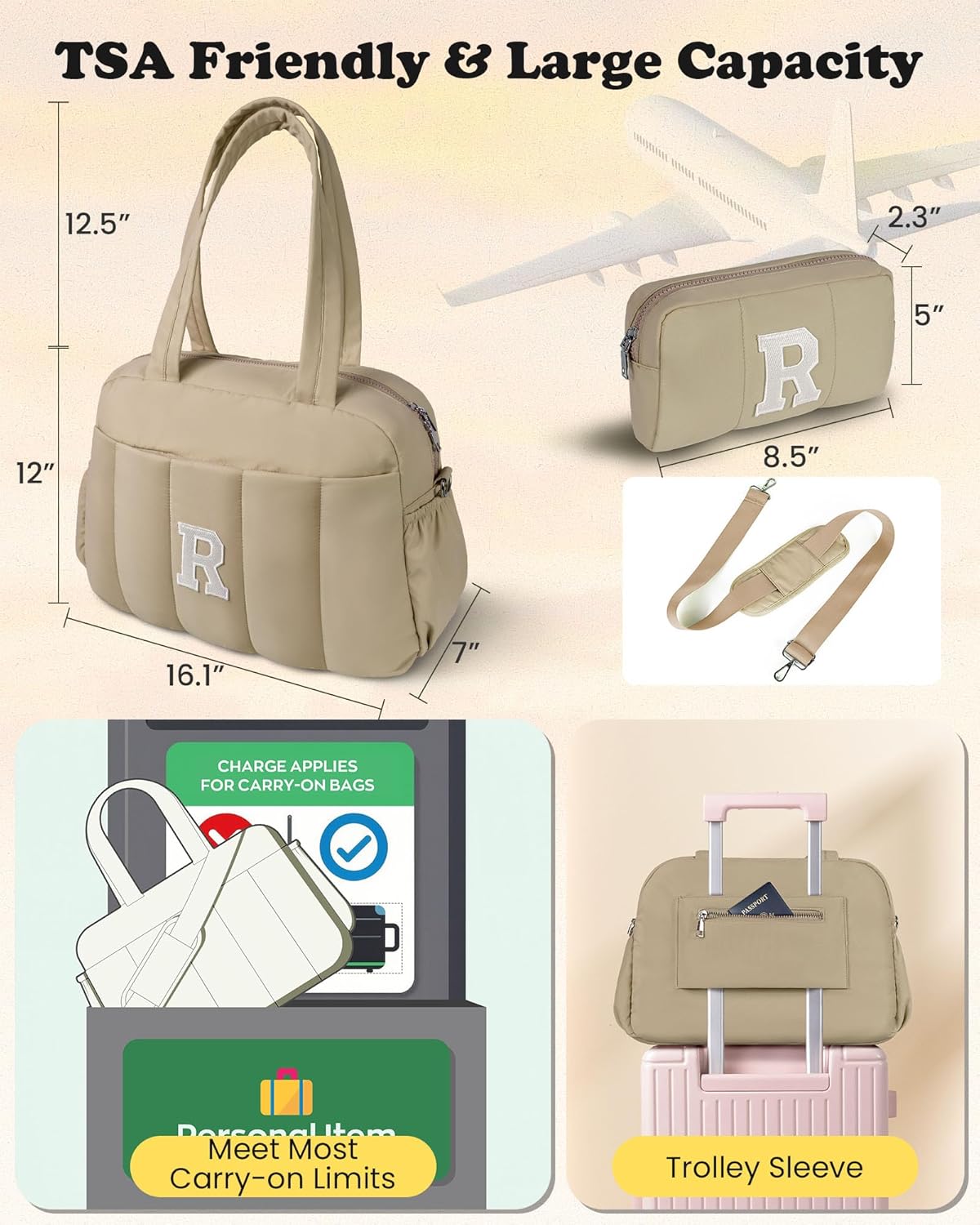 Gifts for Women Mom Unique-Monogram Duffle Bag, Weekender Bags for Women，Overnight Bag with Wet Pocket，Lightweight Travel Bags Personalized Gym Tote with Makeup Pouch