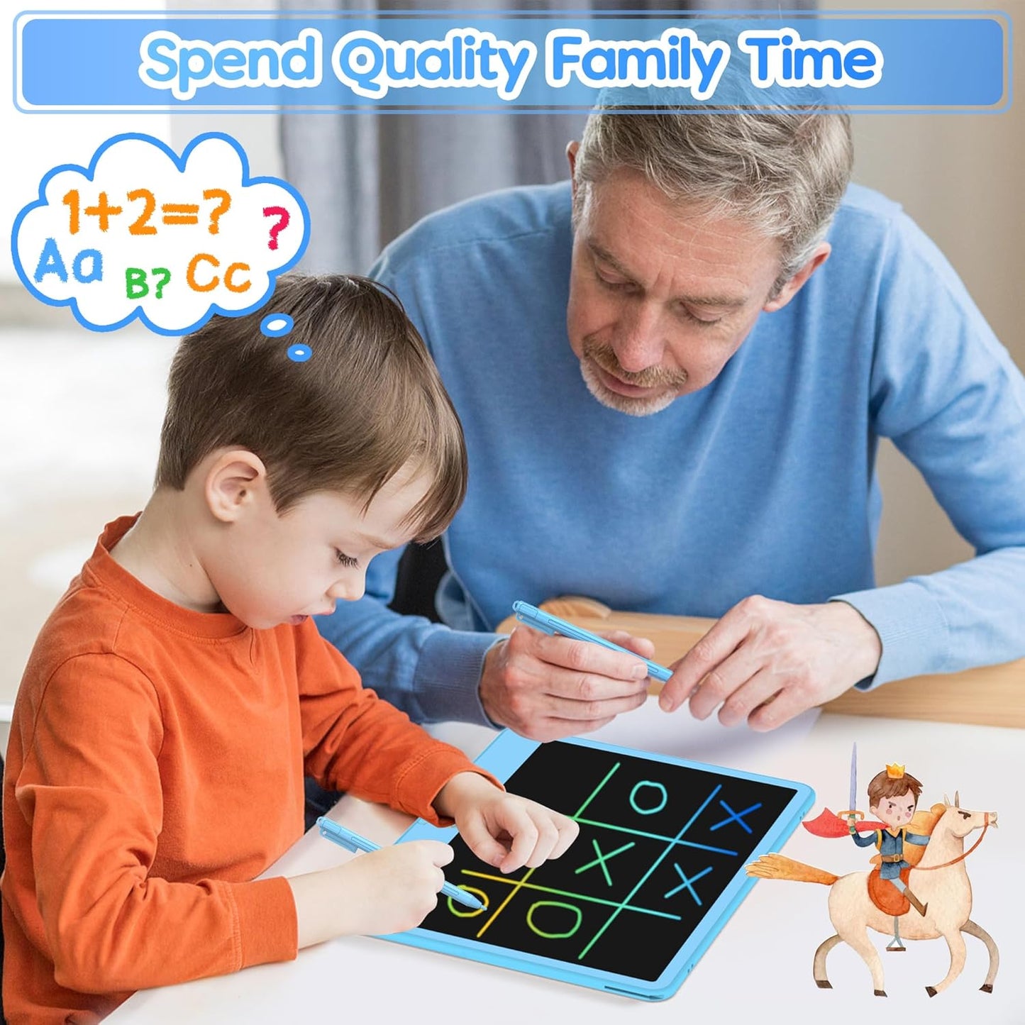 Hockvill LCD Writing Tablet for Kids 12 Inch, Toys for Boys Girls Drawing Pad for 3 4 5 6 7 Year Old Kids Toys, Toddler Erasable Doodle Board Travel Essentials, Children’s Day Gift for Kids - Blue