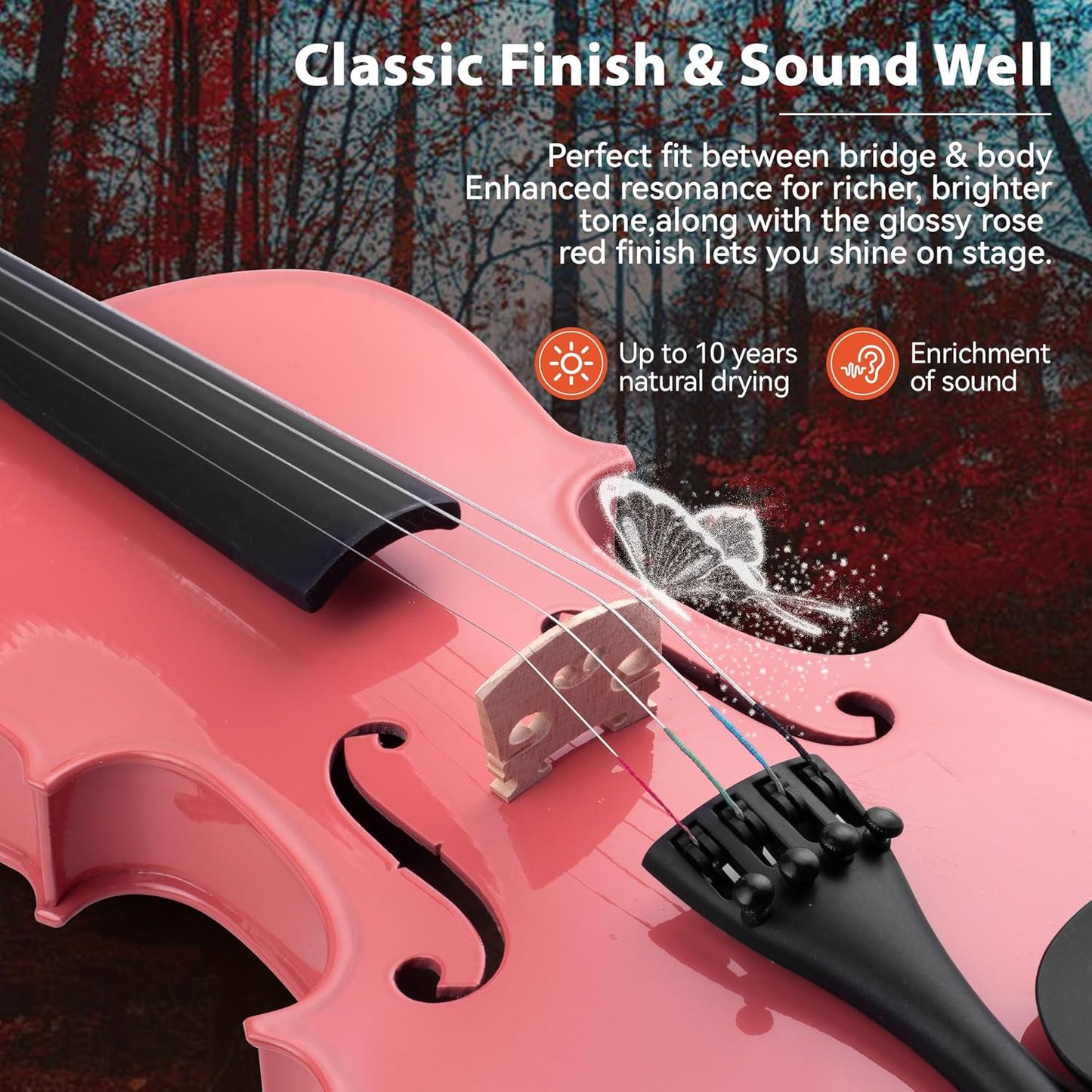Poseidon Kids Violin Beginner, 1/2 Size Violins, Pink Violin Set Include Case, Rosin, Bow, Horse Bridge, Extra Violin Strings, Shoulder Rest, Manual Instruction