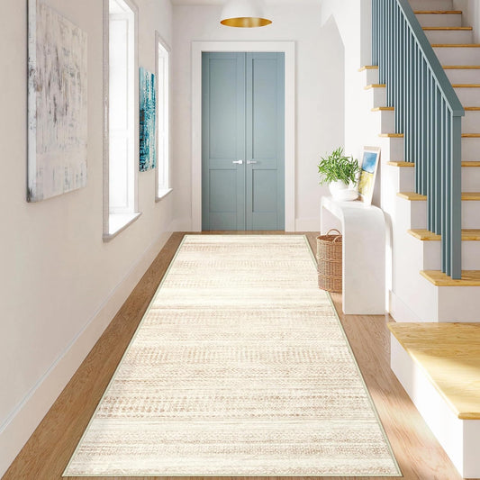 Runner Rug 2x6 Entryway Rugs - Washable Boho Geometric Rug Non-Slip Kitchen Rugs, Soft Neutral Farmhouse Runners for Hallway Bedroom Bathroom Laundry Staircase Foyer(2'x6',Ivory Beige)