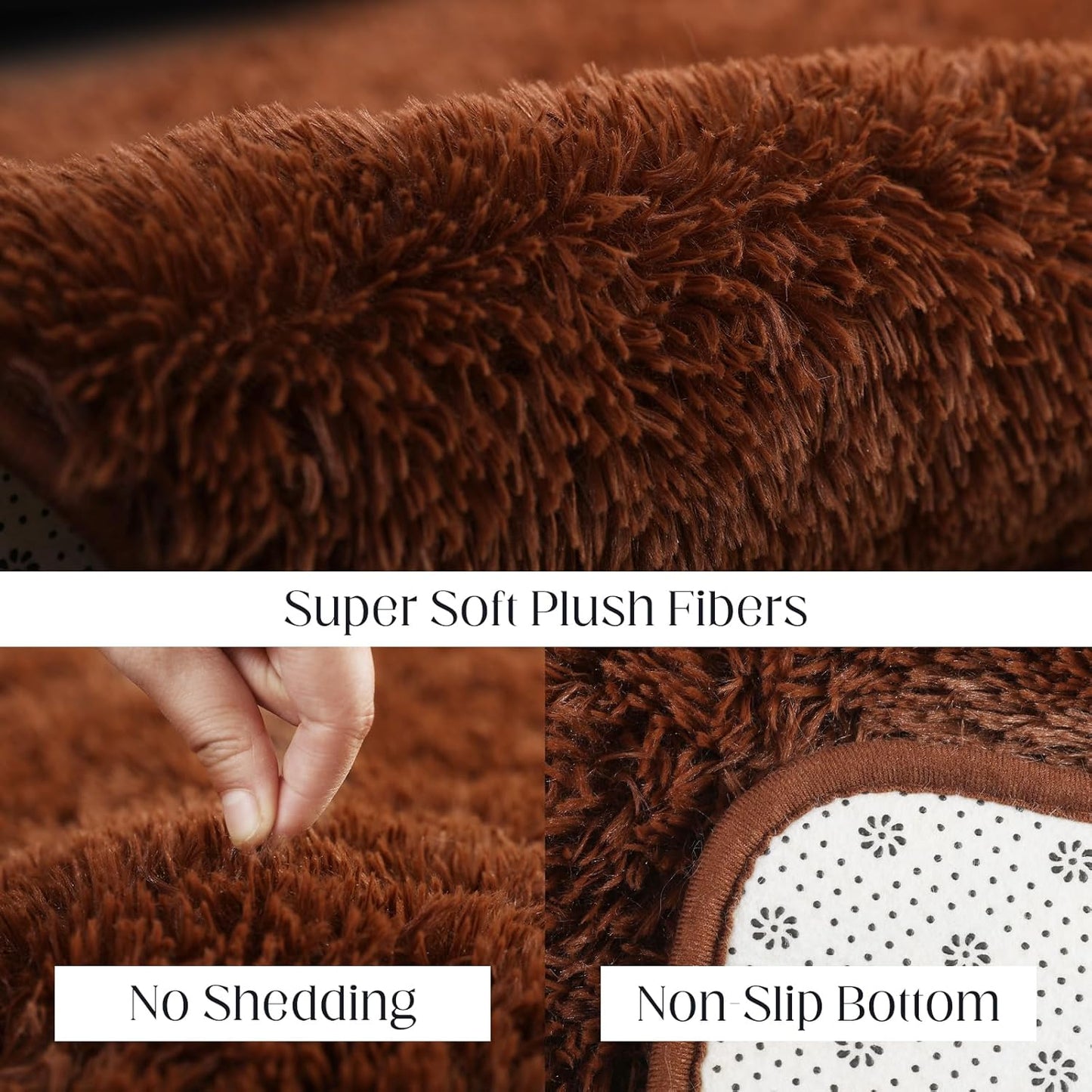 Luxury 3x5 Area Rug, Ultra Soft Rugs for Living Room, Plush Carpet Rugs for Bedroom, Non-Slip Indoor Rug for Nursery, Study Room, Playroom, Home Decor, Brown