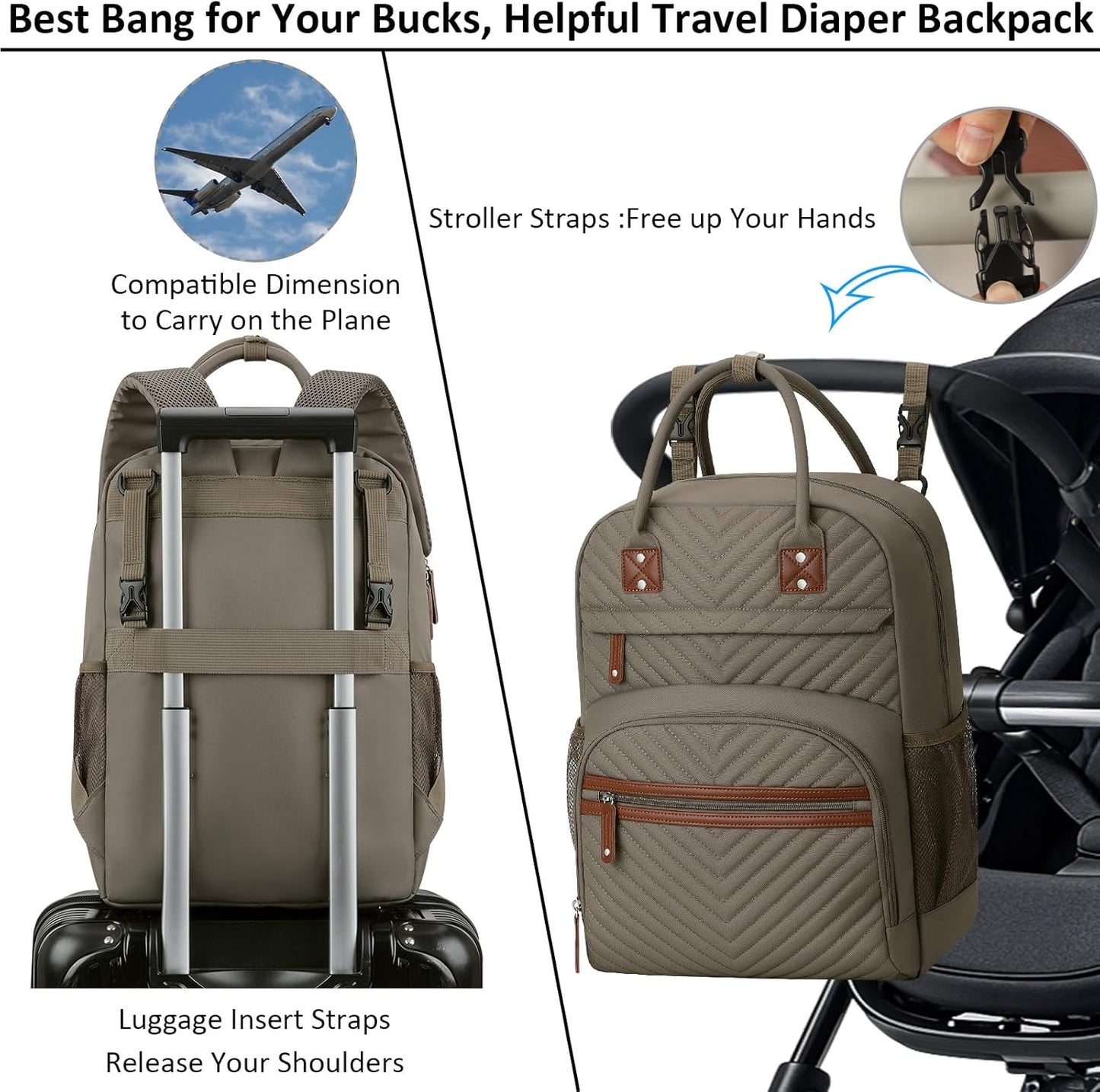 Diaper Bag Backpack Tote for Women Large Capacity, Baby Bag with Insulated Pockets Multifunctional Diaper Bags For Baby Girl Boy Waterproof Baby Bags For Boys Girls Maternity Bag khaki Brown