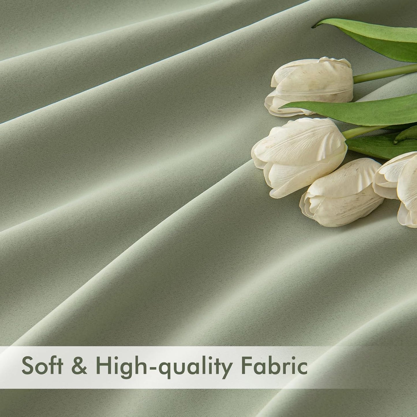 MIULEE Sage Green Back Tab Blackout Curtains 84 Inch Length 2 Panels Set for Living Room Bedroom Privacy, Rod Pocket/Pinch Pleated Thermal Insulated Room Darkening Light Blocking Drapes, W72xL84