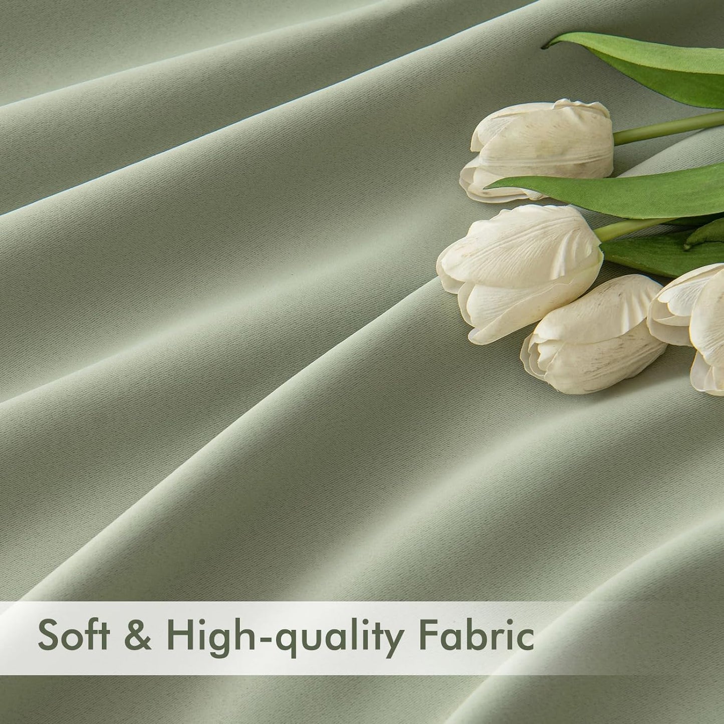 MIULEE Sage Green Back Tab Blackout Curtains 63 Inch Length 2 Panels Set for Living Room Bedroom Privacy, Rod Pocket/Pinch Pleat Thermal Insulated Room Darkening Pleated Light Blocking Drapes