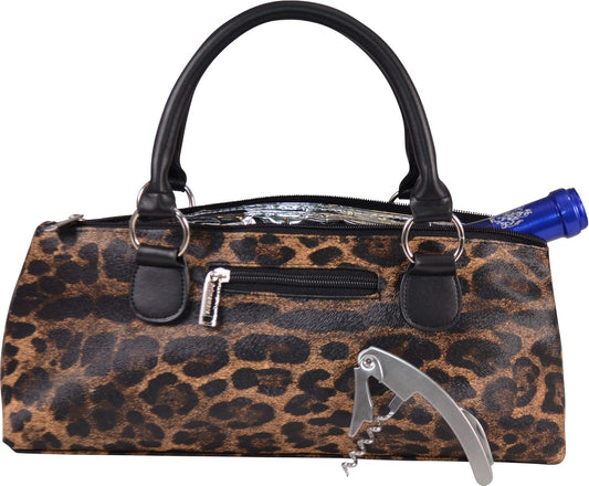 Wine Clutch Bag (Thermal Insulated) Trendy Women’s Carry Tote | Holds Red & White 750mL Bottles | Trendy Fashion | Incl. Portable Waiter-Style Corkscrew (Cougar)